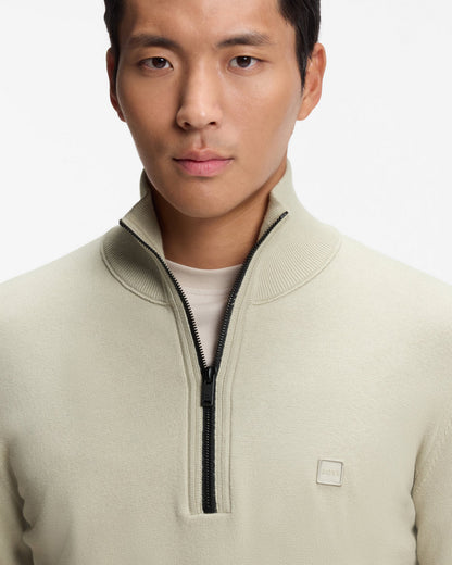 BOSS Orange Kanobix N Mens 1/4 Zip Jumper - Light Beige 271 detail