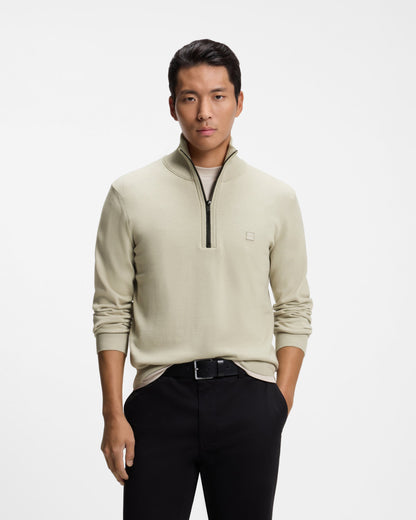 BOSS Orange Kanobix N Mens 1/4 Zip Jumper - Light Beige 271 front