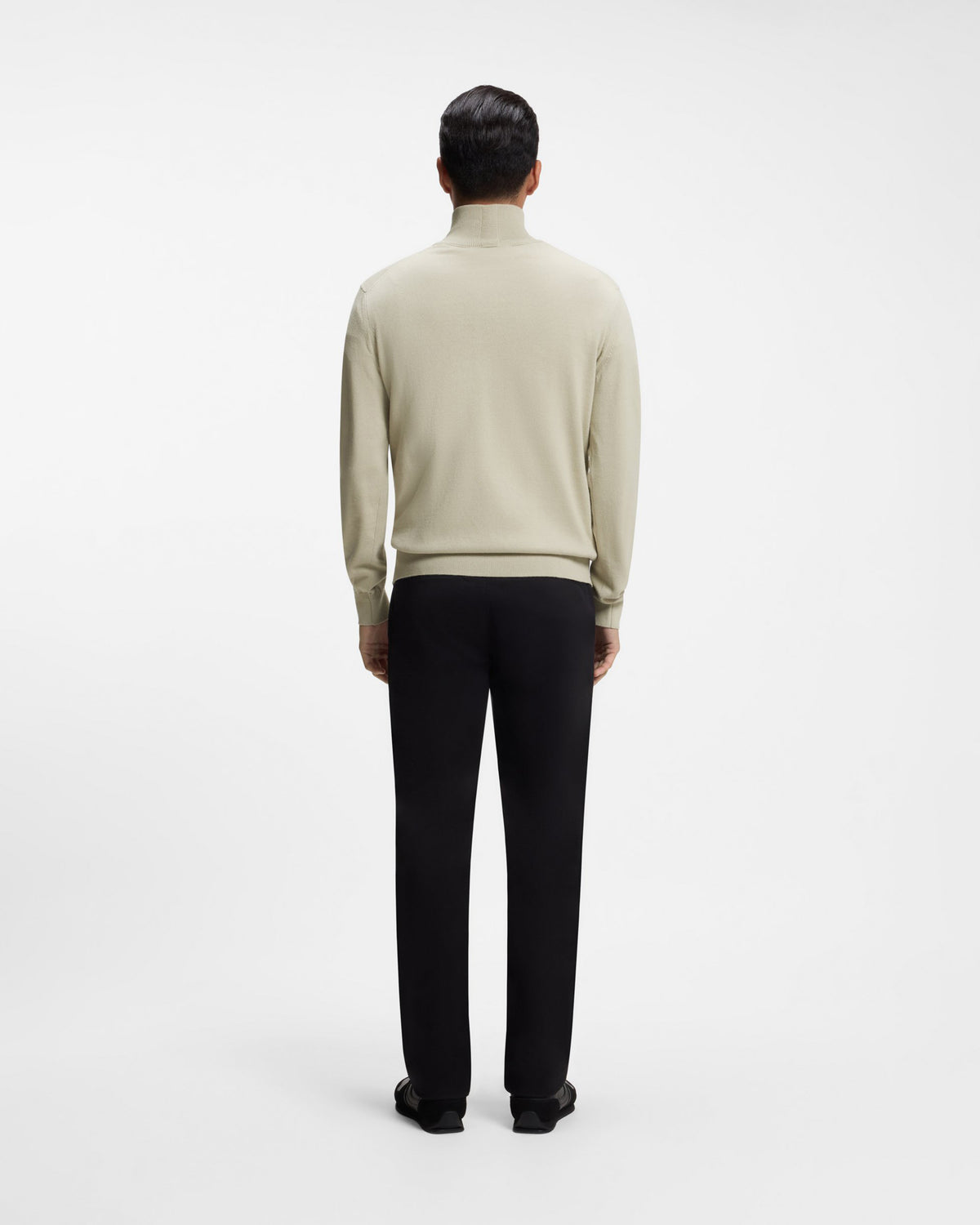 BOSS Orange Kanobix N Mens 1/4 Zip Jumper - Light Beige 271 full length back