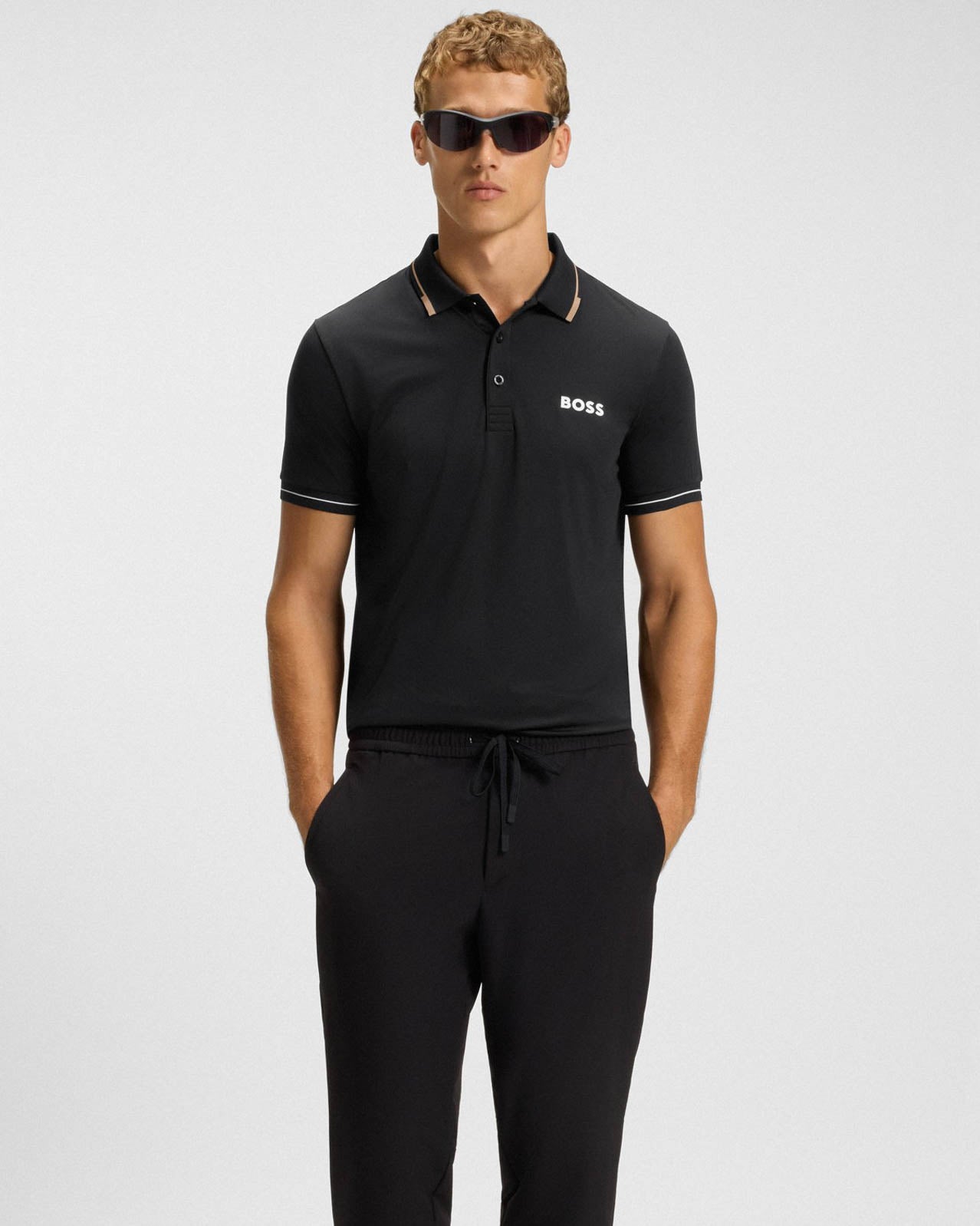 BOSS Green Paul Pro Mens Tipped Polo Shirt - Black 005