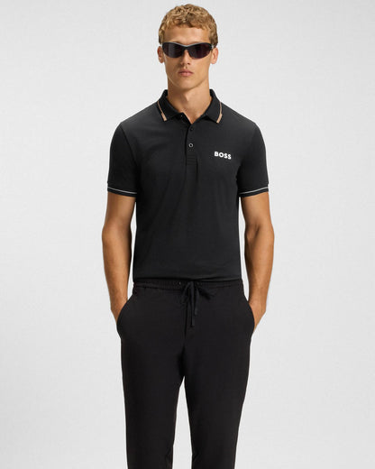 BOSS Green Paul Pro Mens Tipped Polo Shirt - Black 005