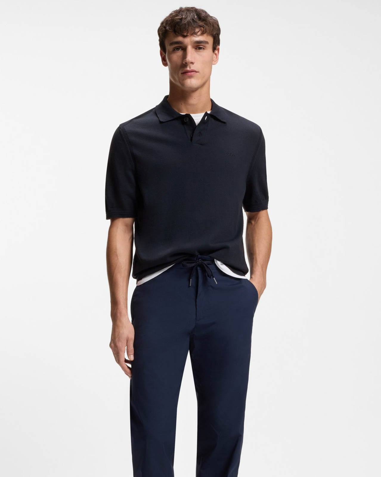 BOSS Orange Asac_P Mens Short Sleeve Polo Shirt - Dark Blue 404