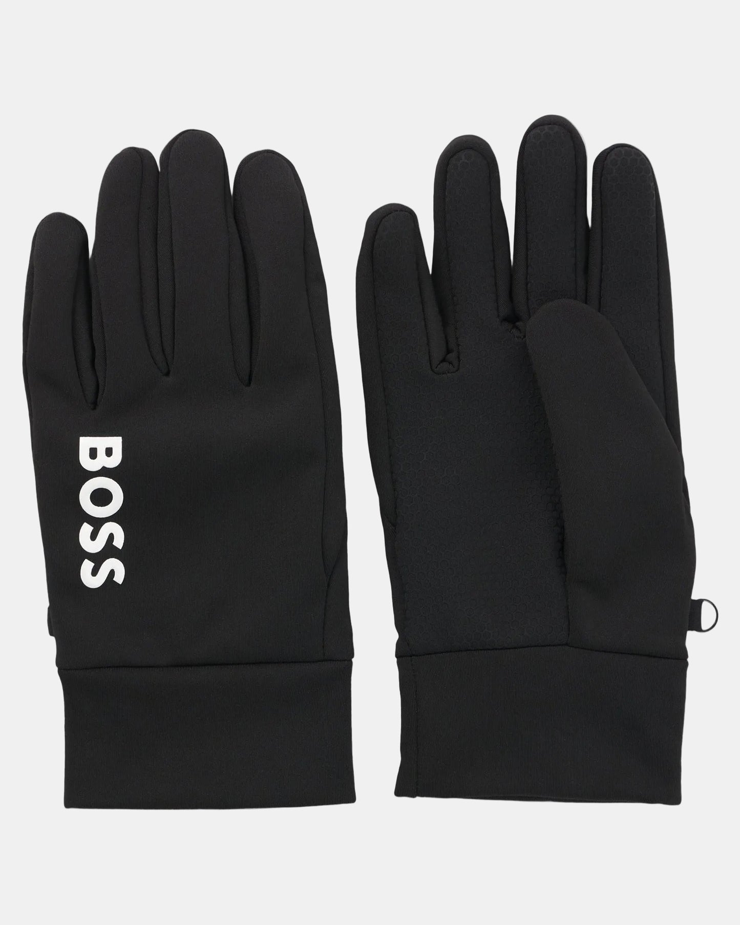 BOSS Green Mens Touchscreen Friendly Running Gloves with Printed Logos  - Black 001