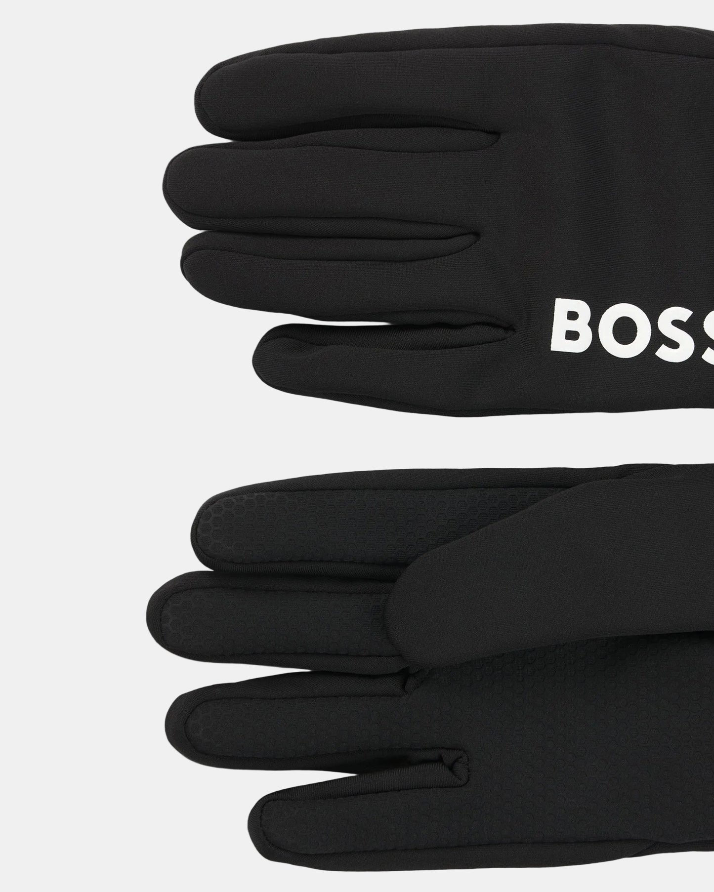 BOSS Green Mens Touchscreen Friendly Running Gloves with Printed Logos  - Black 001