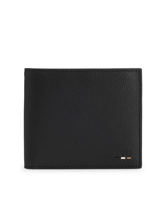 BOSS Orange Ray Mens Grained Faux-Leather Wallet with Logo Trim - Black 001