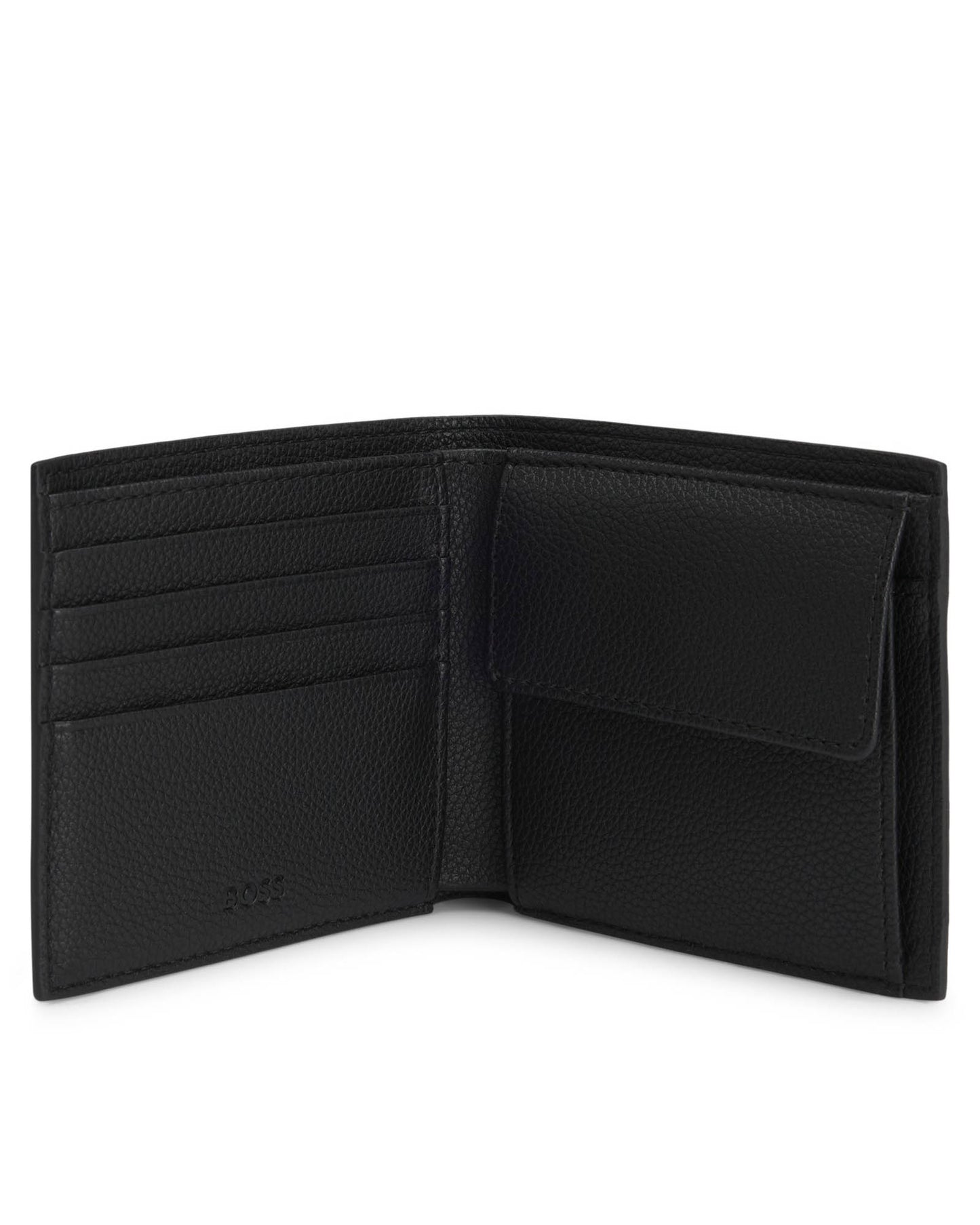 BOSS Orange Ray Mens Grained Faux-Leather Wallet with Logo Trim - Black 001