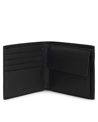 BOSS Orange Ray Mens Grained Faux-Leather Wallet with Logo Trim - Black 001