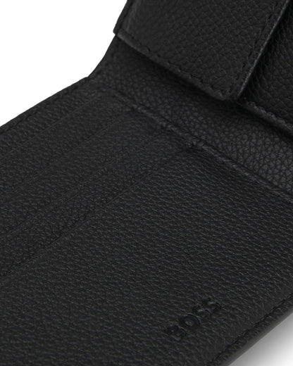 BOSS Orange Ray Mens Grained Faux-Leather Wallet with Logo Trim - Black 001