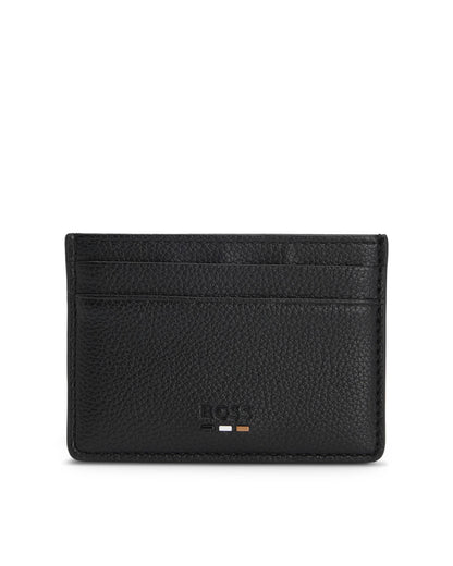BOSS Orange Ray Mens Grained Faux-Leather Card Holder with Logo Trim - Black 001