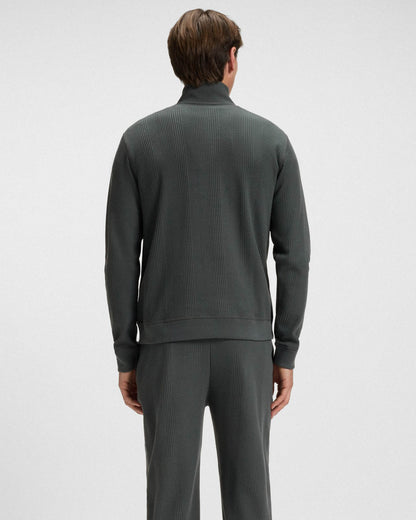 BOSS Orange Structure Mens 1/4 Zip Loungewear Top - Open Green 345