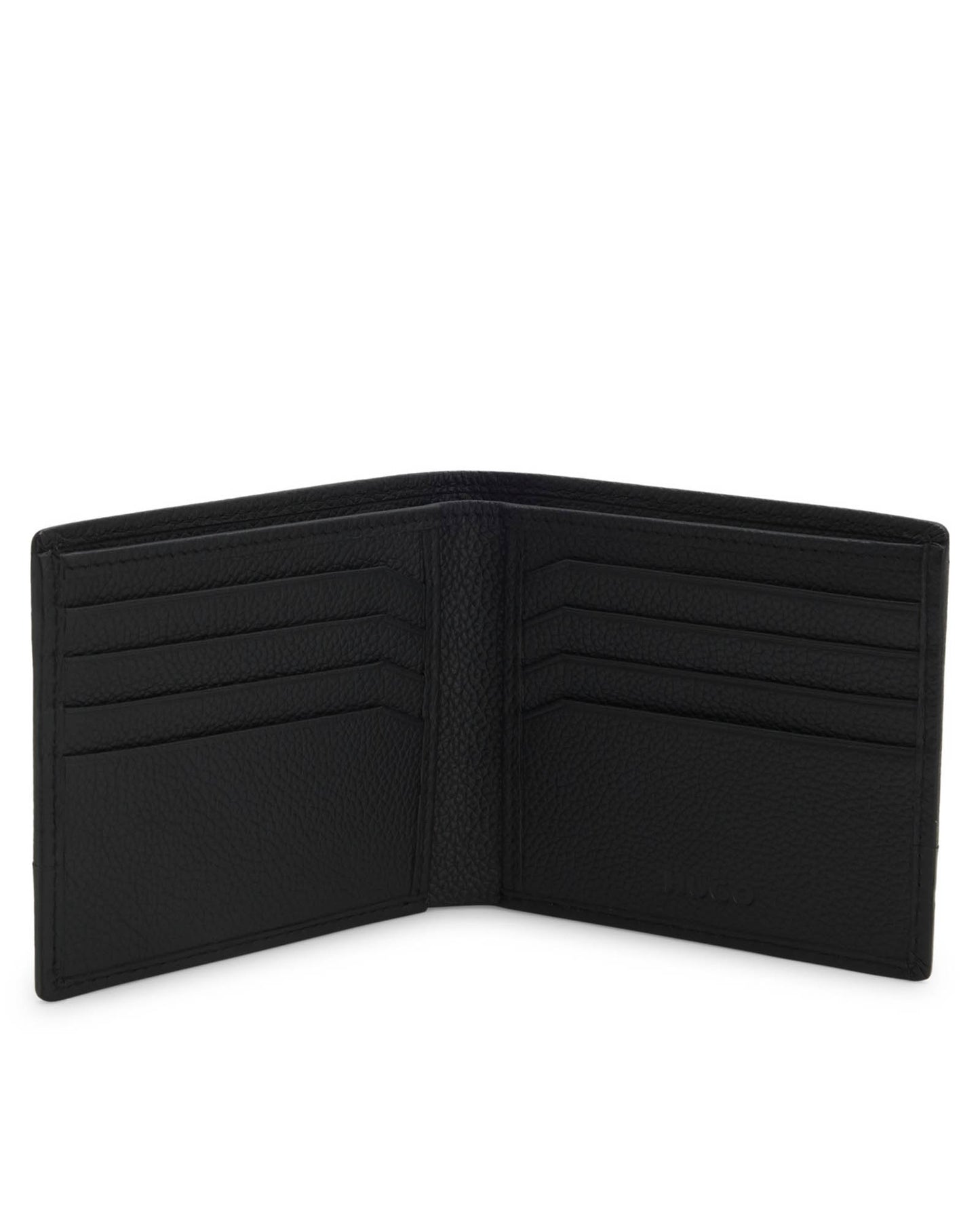 HUGO Quantic Mens Leather Bifold Wallet with Stacked-Logo Trim - Black 001