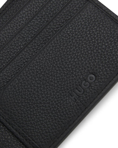 HUGO Quantic Mens Leather Bifold Wallet with Stacked-Logo Trim - Black 001