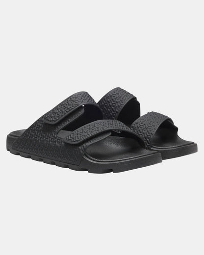 HUGO Evander Mens Monogram Sandals with Riptape Straps  - Black 001 | CHO | Designer Mens Sandals