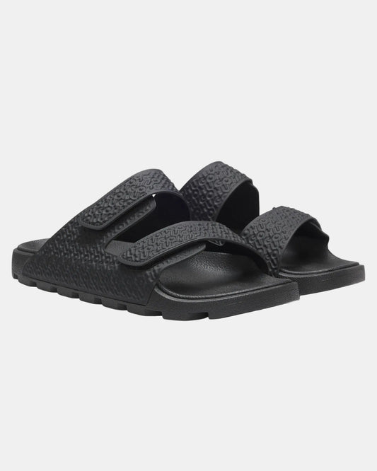 HUGO Evander Mens Monogram Sandals with Riptape Straps  - Black 001 | CHO | Designer Mens Sandals
