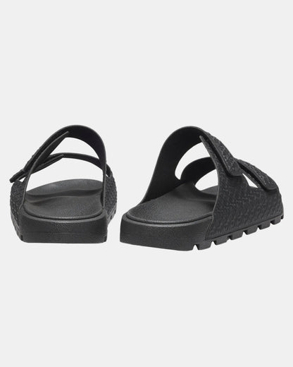 HUGO Evander Mens Monogram Sandals with Riptape Straps  - Black 001 | CHO | Designer Mens Sandals