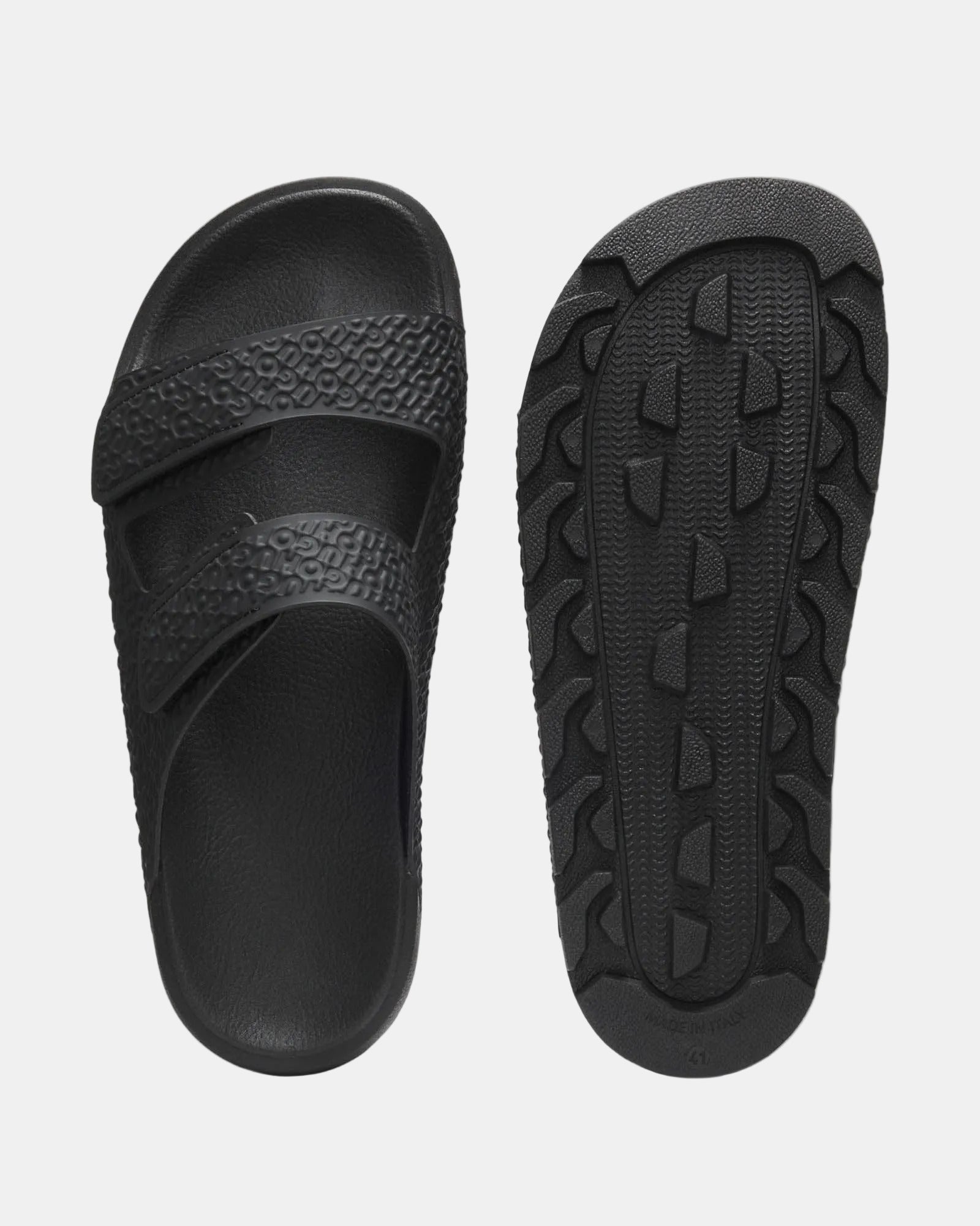 HUGO Evander Mens Monogram Sandals with Riptape Straps  - Black 001 | CHO | Designer Mens Sandals