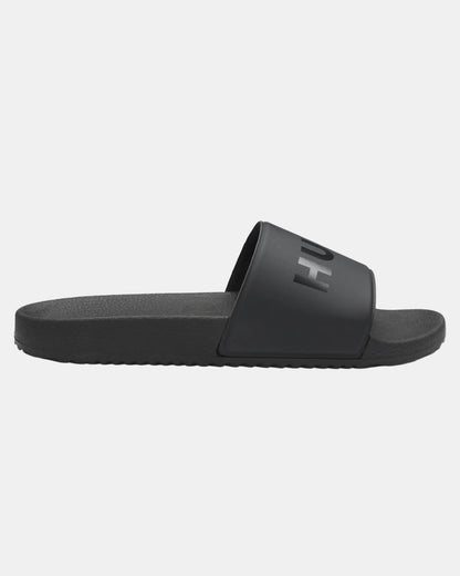HUGO Timein Mens Italian-Made Slides with Tonal Logo  - Black 001
