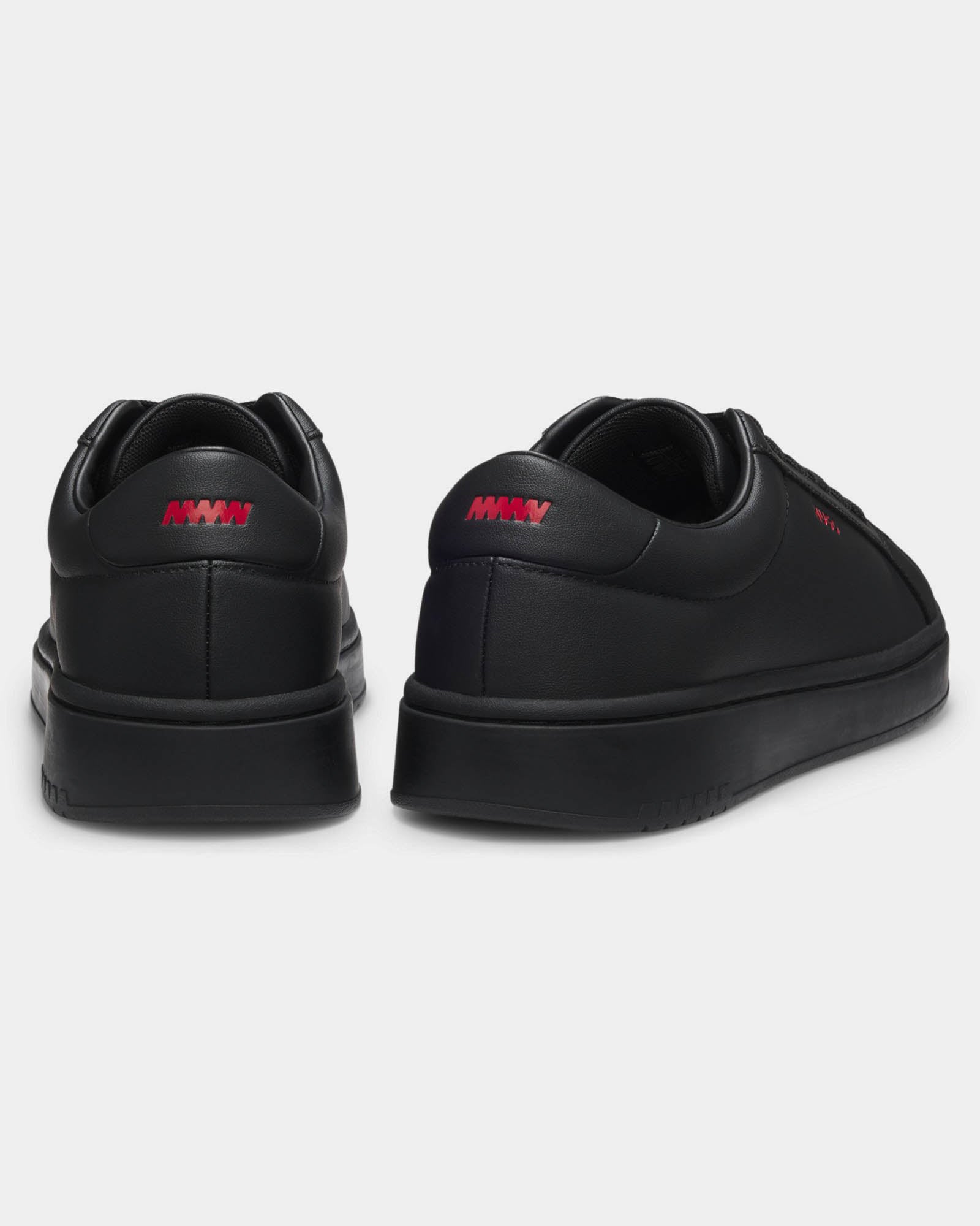 HUGO Neston Mens Contrast-Logo Trainers in Faux Leather - Black 003 | CHO | Designer Mens Trainers