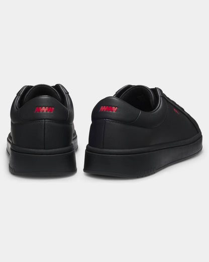 HUGO Neston Mens Contrast-Logo Trainers in Faux Leather - Black 003 | CHO | Designer Mens Trainers