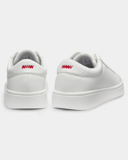 HUGO Neston Mens Contrast-Logo Trainers in Faux Leather - White 100 | CHO | Designer Mens Trainers