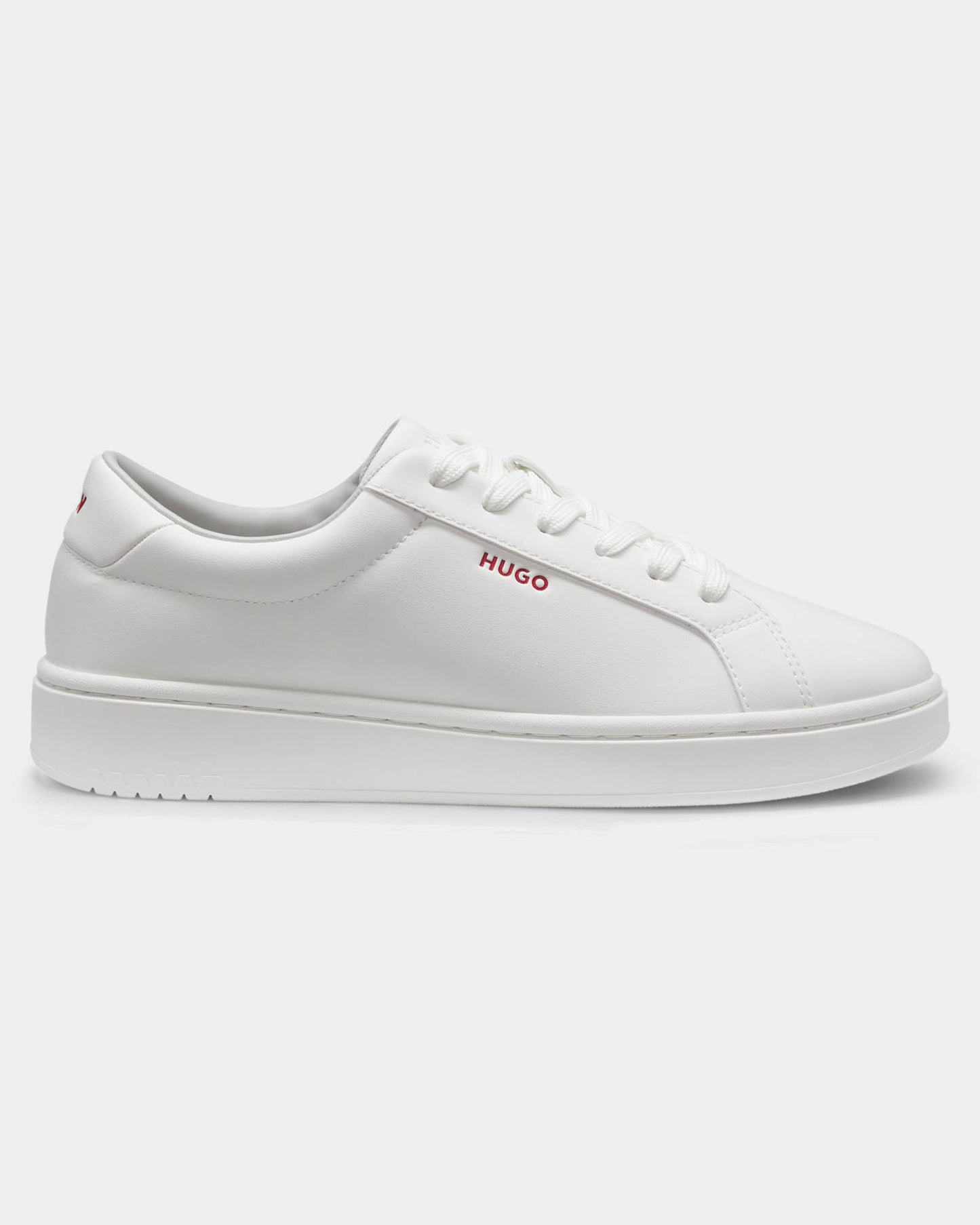 HUGO Neston Mens Contrast-Logo Trainers in Faux Leather - White 100 | CHO | Designer Mens Trainers