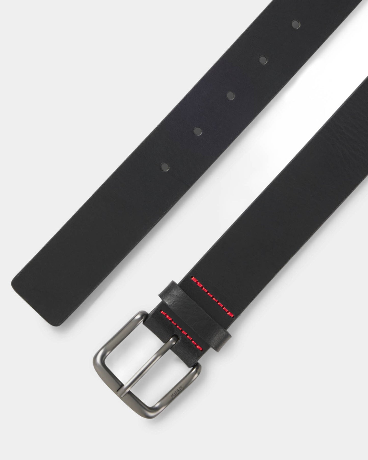 HUGO Geffrey Mens Italian-Made Belt in Buffalo Leather with Logo Buckle - Black 001 | CHO | Designer Mens Belts