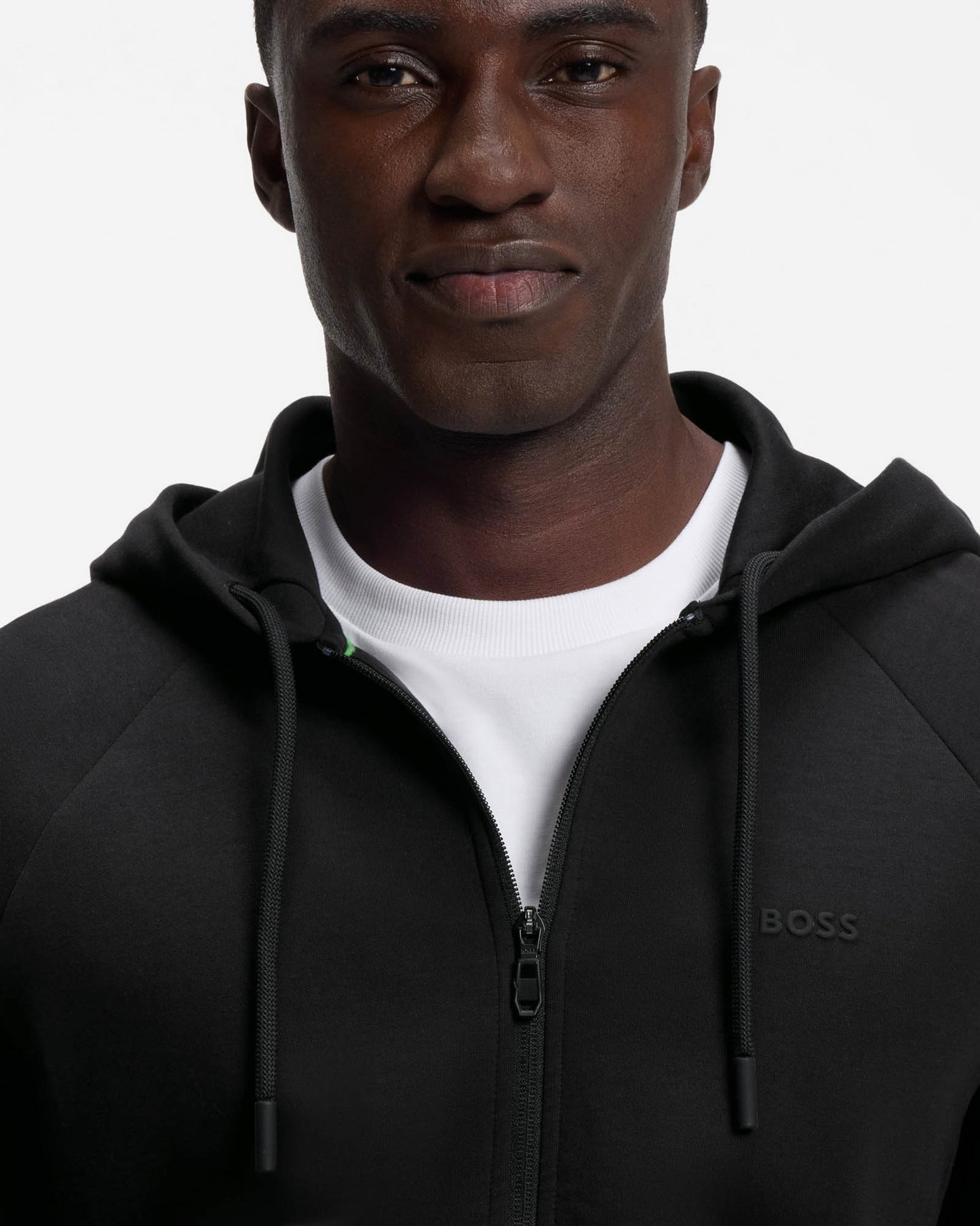 BOSS Green Saggy Mens Zip Hoodie - Black 001 | CHO | Designer Mens Zip Up Hoodies