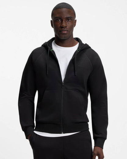 BOSS Green Saggy Mens Zip Hoodie - Black 001 | CHO | Designer Mens Zip Up Hoodies