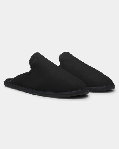 BOSS Orange Mens Shearling-lined slip-on slippers with logo detail - Black 001, pair