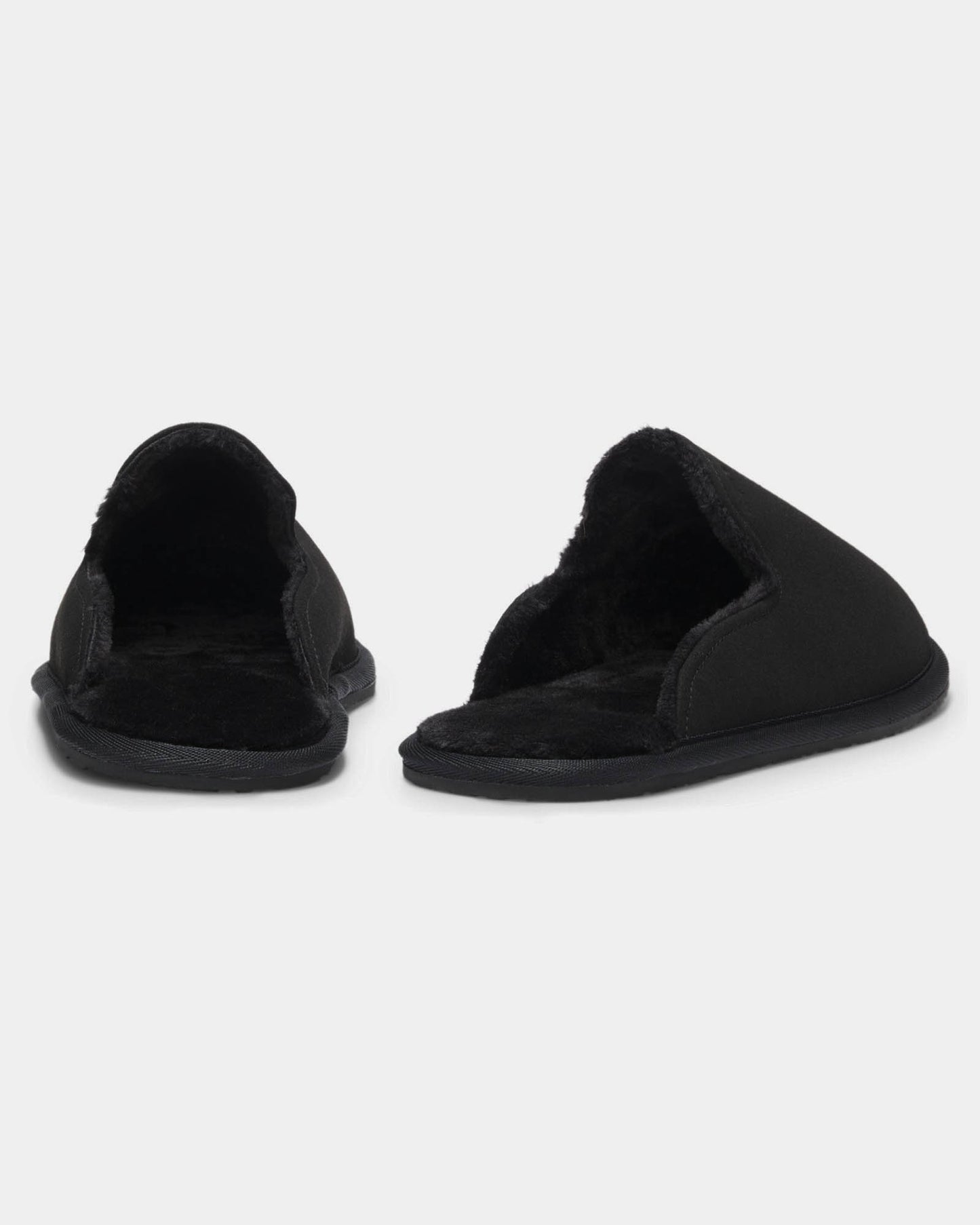 BOSS Orange Mens Shearling-lined slip-on slippers with logo detail - Black 001, pair back
