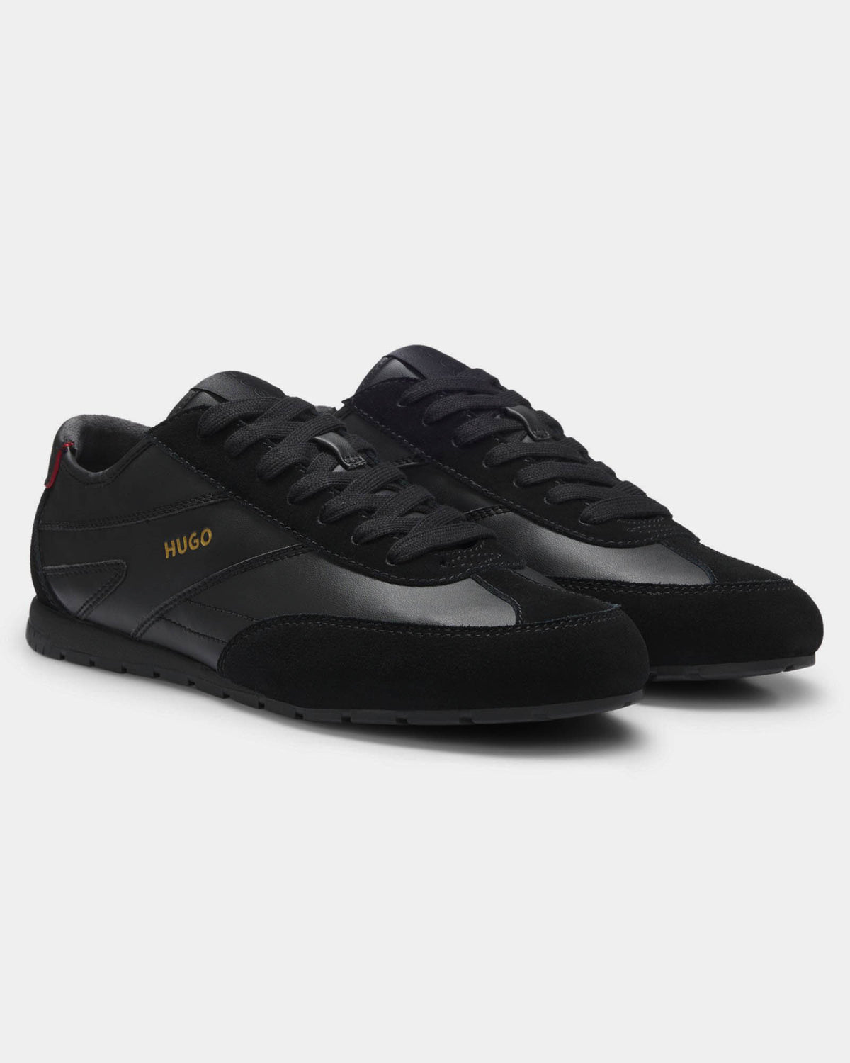 HUGO Lytton Mens Suede-paneled trainers with a retro silhouette - Black 007