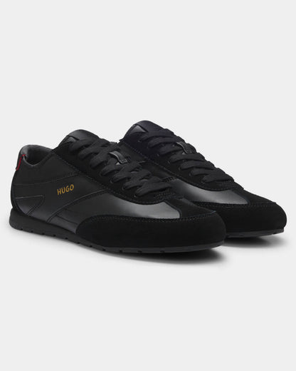 HUGO Lytton Mens Suede-paneled trainers with a retro silhouette - Black 007