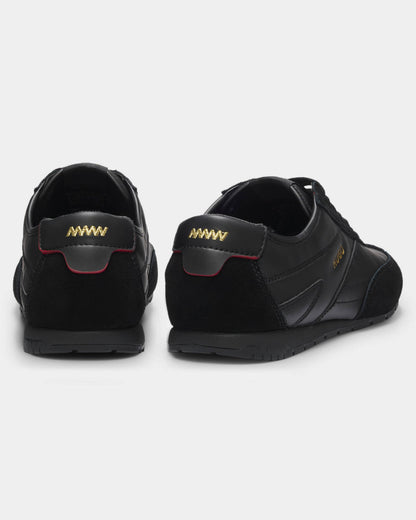 HUGO Lytton Mens Suede-paneled trainers with a retro silhouette - Black 007