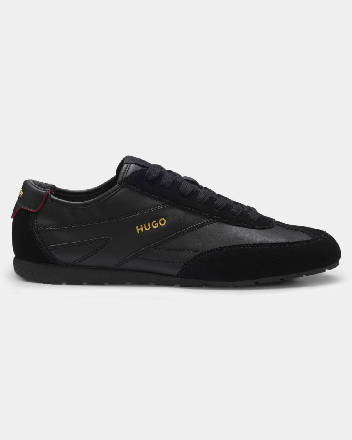 HUGO Lytton Mens Suede-paneled trainers with a retro silhouette - Black 007