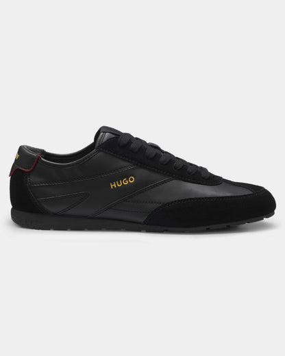 HUGO Lytton Mens Suede-paneled trainers with a retro silhouette - Black 007