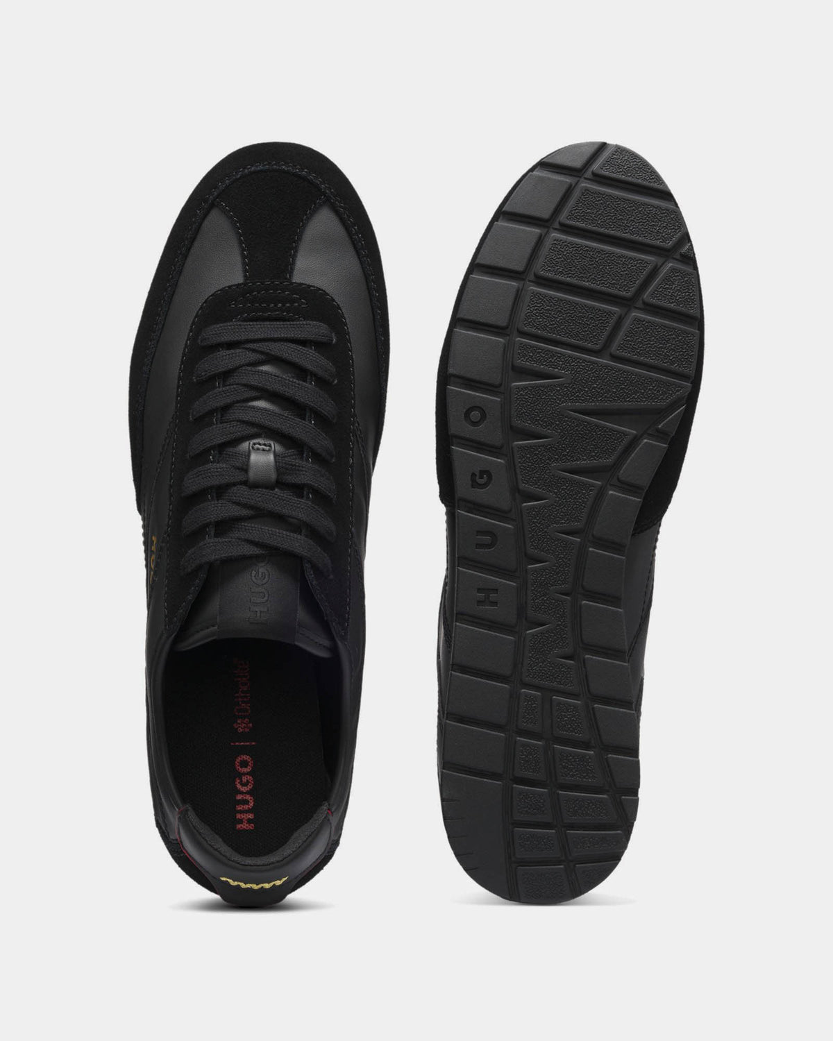 HUGO Lytton Mens Suede-paneled trainers with a retro silhouette - Black 007