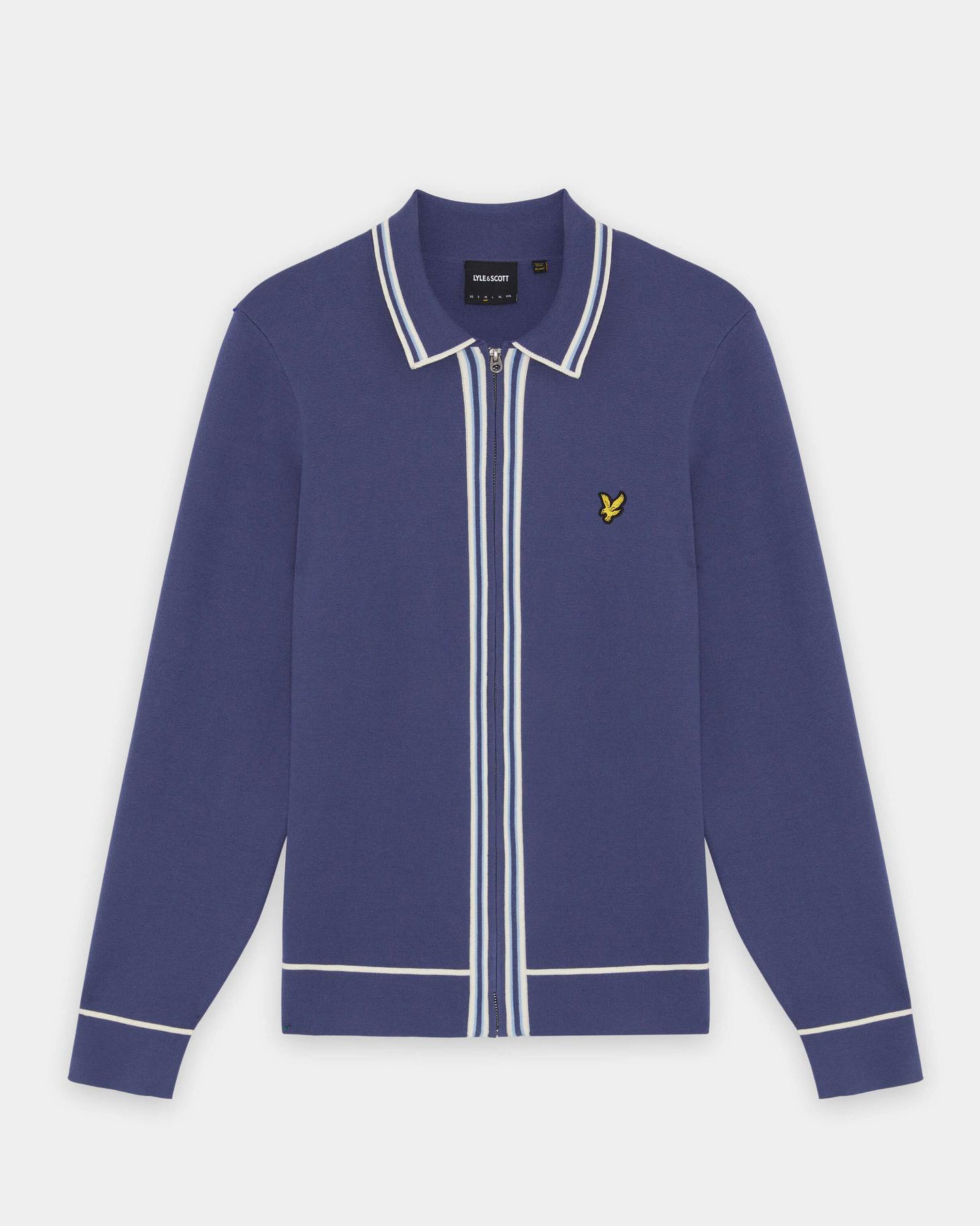 Lyle & Scott Tipped Mens Knitted Full Zip Jacket - Y125 Rich Navy