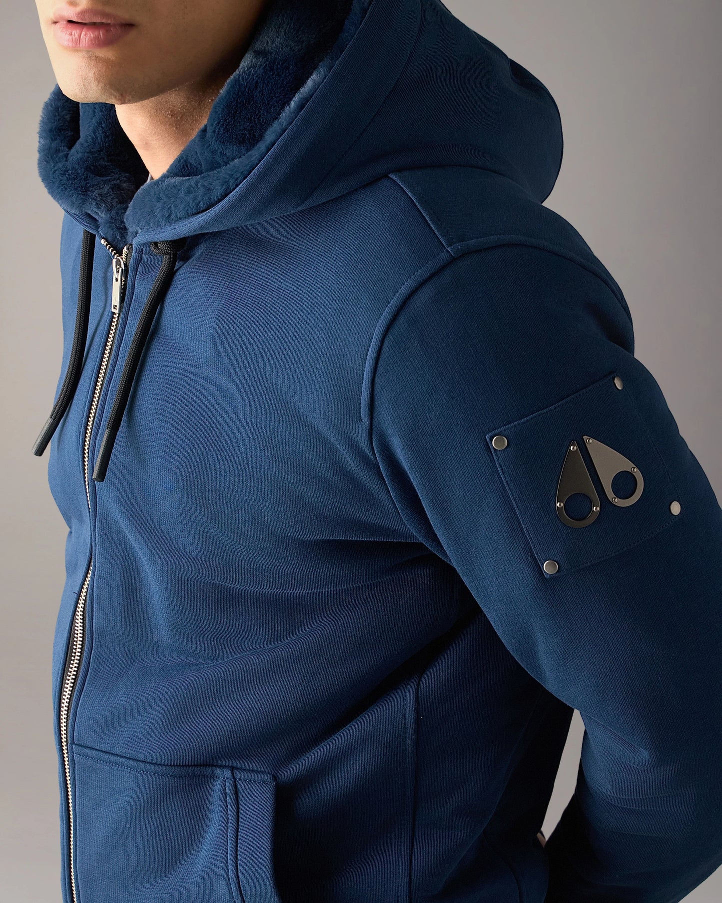 Moose Knuckles Classic Bunny 3 Mens Fleece Hoodie - Nightfall 2017 | CHO | Designer Mens Hoodies