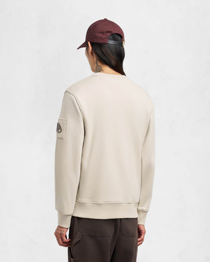 Moose Knuckles Hartsfield Mens Crew Neck Sweatshirt - Alabaster 1705 | CHO | Designer Mens Crew Neck Sweatshirts
