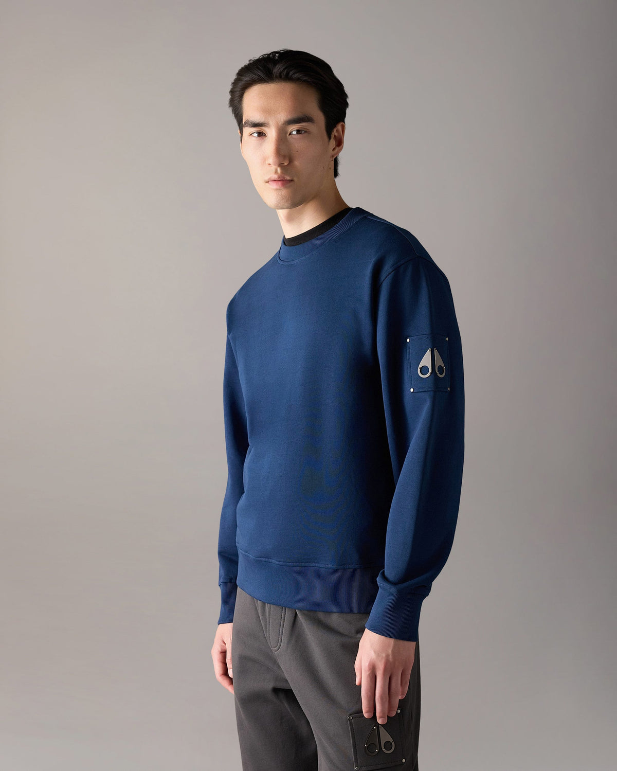 Moose Knuckles Hartsfield Mens Crew Neck Sweatshirt - Nightfall 1977 front
