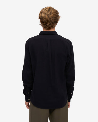 Colorful Standard Mens Organic Flannel Shirt - Deep Black | CHO | Designer Mens Long Sleeve Shirts