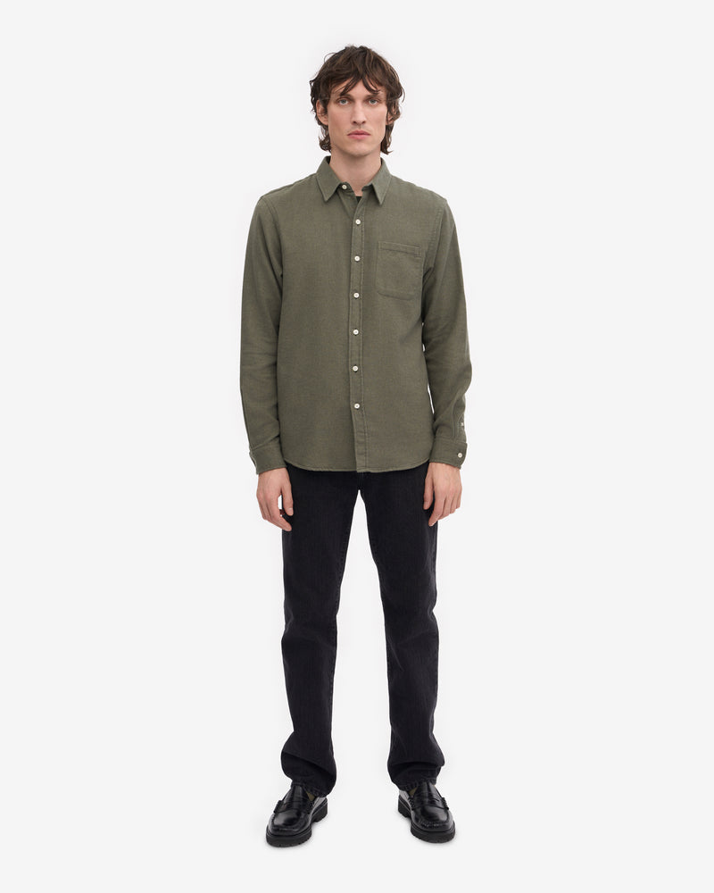 Colorful Standard Mens Organic Flannel Shirt - Dusty Olive