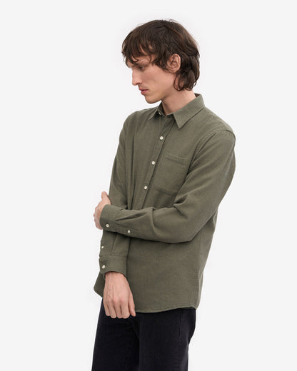 Colorful Standard Mens Organic Flannel Shirt - Dusty Olive