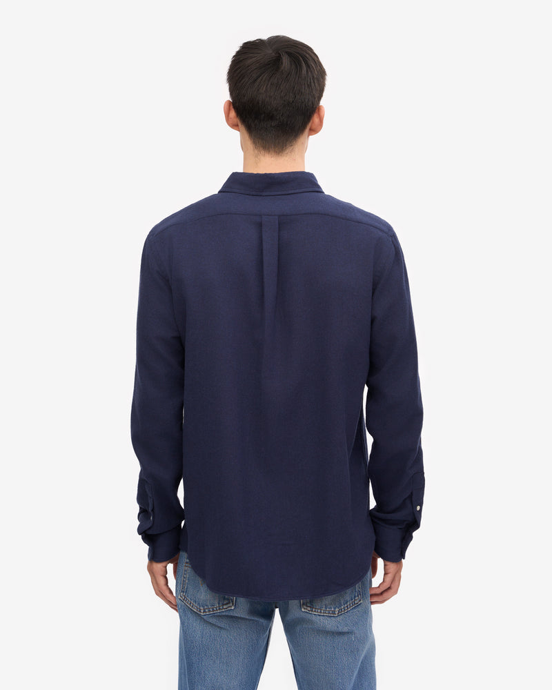 Colorful Standard Mens Organic Flannel Shirt - Navy Blue