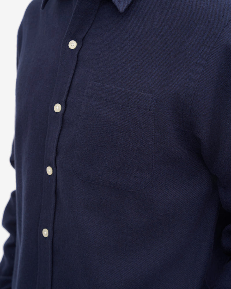 Colorful Standard Mens Organic Flannel Shirt - Navy Blue