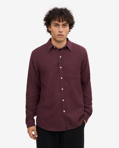 Colorful Standard Mens Organic Flannel Shirt - Oxblood Red