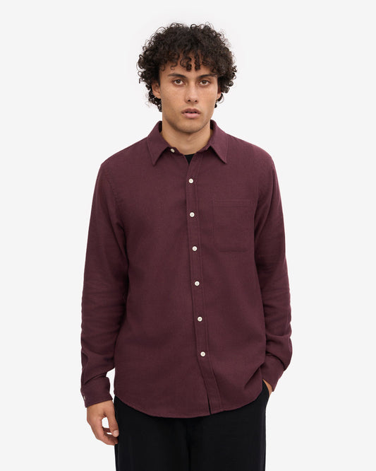 Colorful Standard Mens Organic Flannel Shirt - Oxblood Red