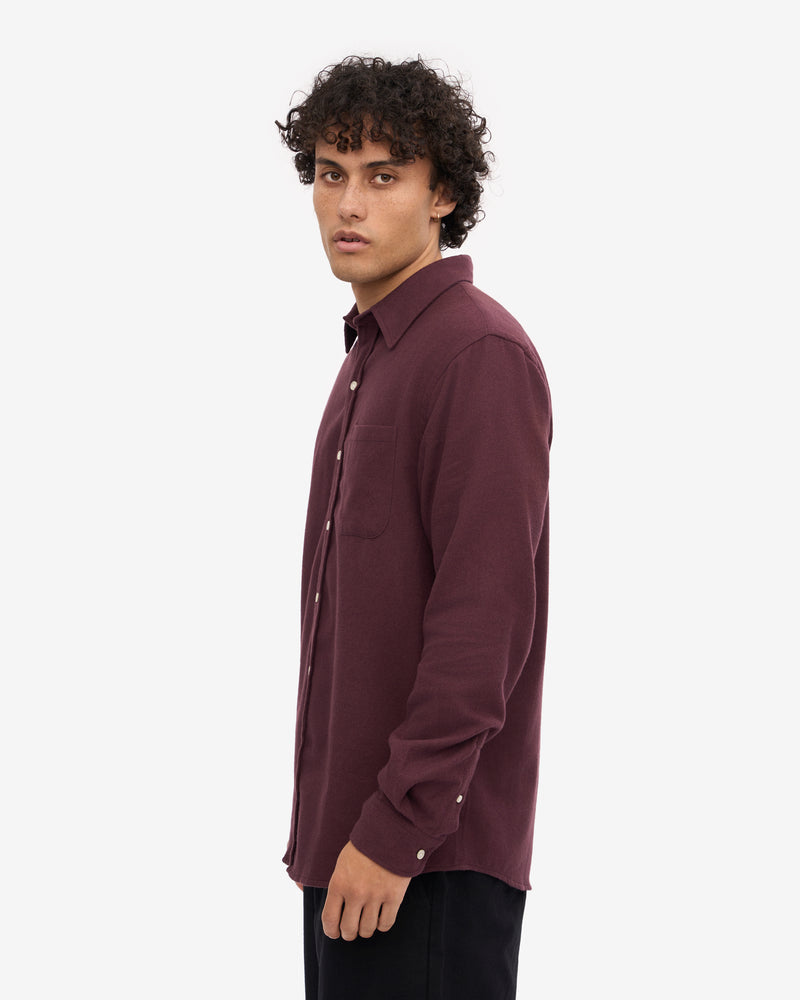 Colorful Standard Mens Organic Flannel Shirt - Oxblood Red