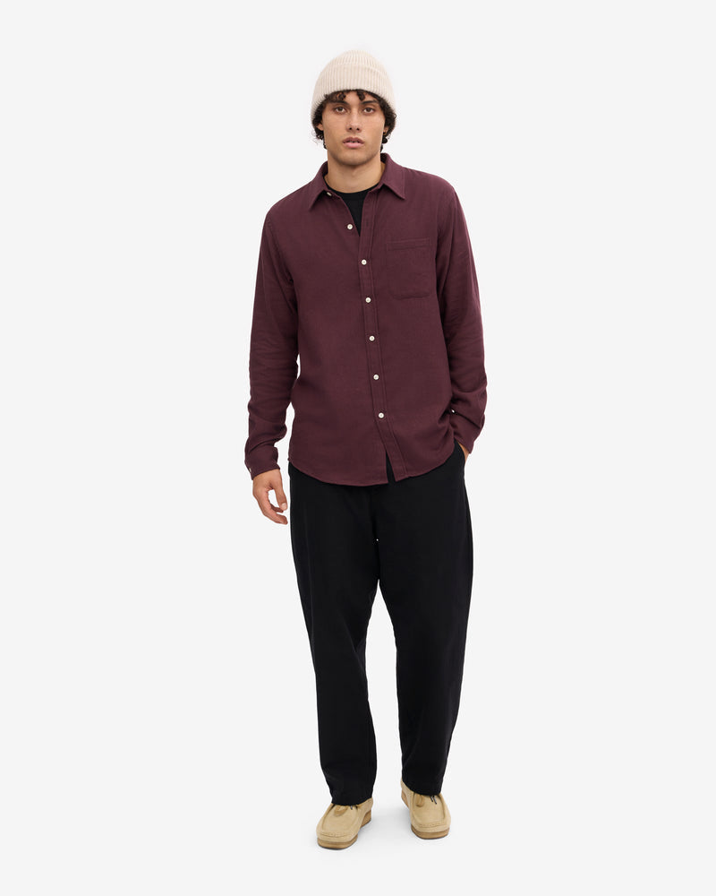 Colorful Standard Mens Organic Flannel Shirt - Oxblood Red