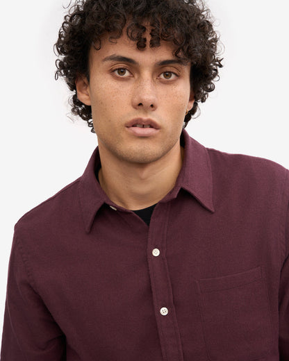 Colorful Standard Mens Organic Flannel Shirt - Oxblood Red